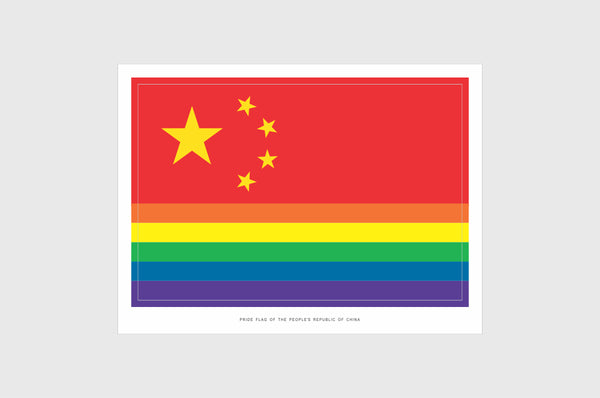 China LGBTQ Pride Flag Sticker, Weatherproof Vinyl Chinese Flag Stickers