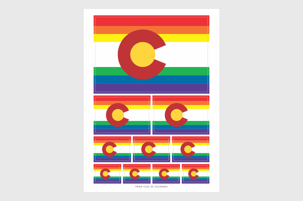 Colorado LGBTQ Pride Flag Sticker, Weatherproof Vinyl Colorado Flag Stickers
