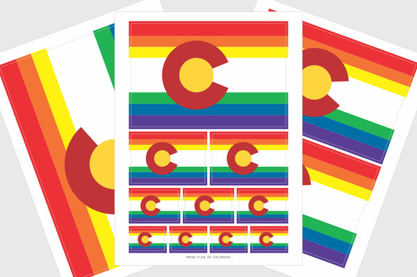 Colorado LGBTQ Pride Flag Sticker, Weatherproof Vinyl Colorado Flag Stickers