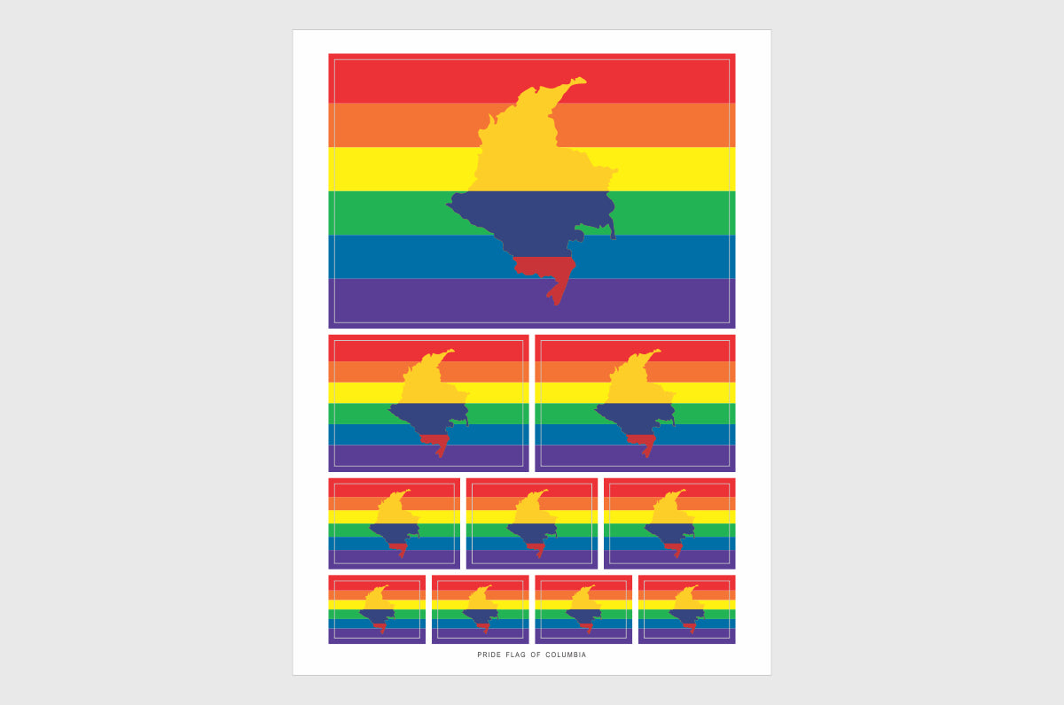 Columbia LGBTQ Pride Flag Sticker, Weatherproof Vinyl Columbian Flag Stickers