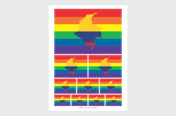 Columbia LGBTQ Pride Flag Sticker, Weatherproof Vinyl Columbian Flag Stickers