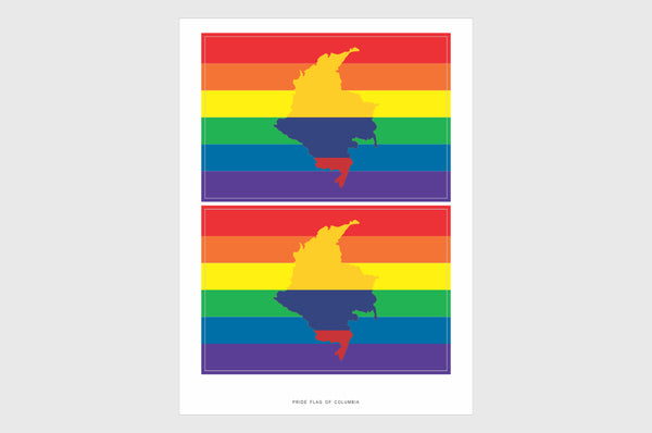 Columbia LGBTQ Pride Flag Sticker, Weatherproof Vinyl Columbian Flag Stickers