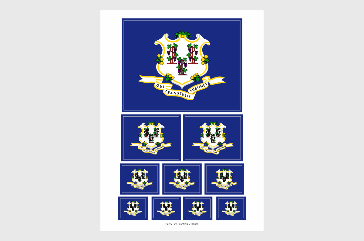 Connecticut Flag Sticker, Weatherproof Vinyl Connecticut Flag Stickers