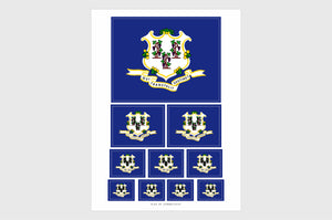 Connecticut Flag Sticker, Weatherproof Vinyl Connecticut Flag Stickers