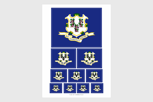 Connecticut Flag Sticker, Weatherproof Vinyl Connecticut Flag Stickers