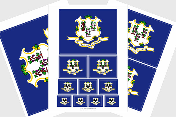 Connecticut Flag Sticker, Weatherproof Vinyl Connecticut Flag Stickers