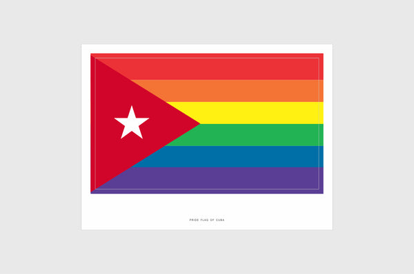 Cuba LGBTQ Pride Flag Sticker, Weatherproof Vinyl Cuban Flag Stickers