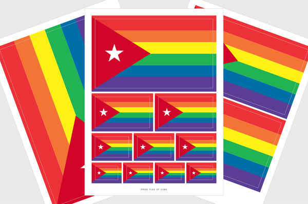 Cuba LGBTQ Pride Flag Sticker, Weatherproof Vinyl Cuban Flag Stickers