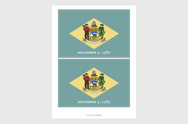 Delaware Flag Sticker, Weatherproof Vinyl Delaware Flag Stickers