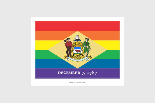 Delaware LGBTQ Pride Flag Sticker, Weatherproof Vinyl Delaware Flag Stickers