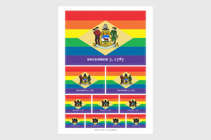 Delaware LGBTQ Pride Flag Sticker, Weatherproof Vinyl Delaware Flag Stickers