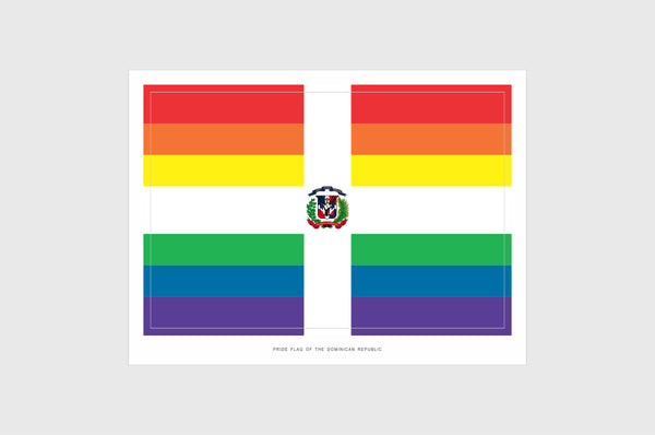Dominican Republic LGBTQ Pride Flag Sticker, Weatherproof Vinyl Flag Stickers