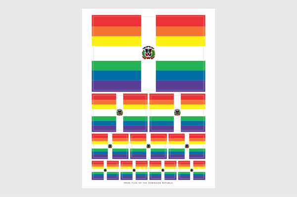 Dominican Republic LGBTQ Pride Flag Sticker, Weatherproof Vinyl Flag Stickers