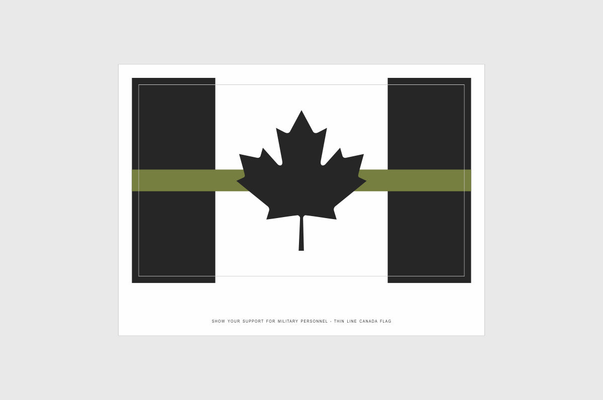 Canada Thin Drab Green Line, Military Flag Stickers