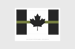 Canadian Drab Green Line Flag Sticker, Weatherproof Vinyl Canada Flag Stickers