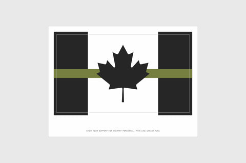 Canadian Drab Green Line Flag Sticker, Weatherproof Vinyl Canada Flag Stickers