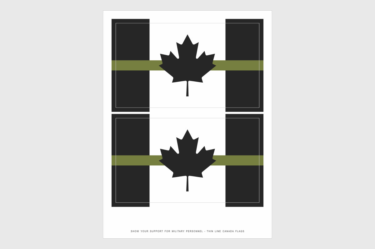 Canada Thin Drab Green Line, Military Flag Stickers