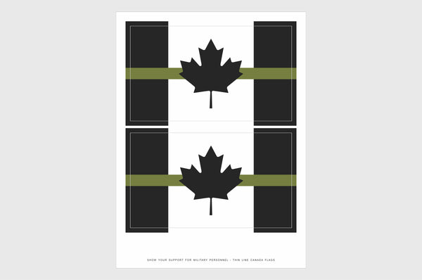 Canadian Drab Green Line Flag Sticker, Weatherproof Vinyl Canada Flag Stickers