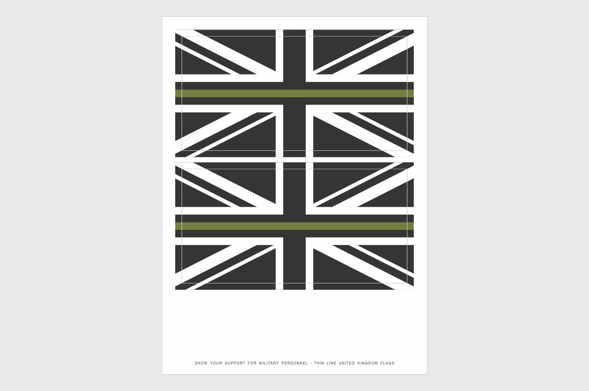 UK Thin Drab Green Line Flag Stickers