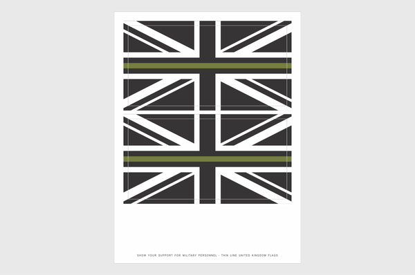 UK Drab Green Line Flag Sticker, Weatherproof Vinyl Flag Stickers