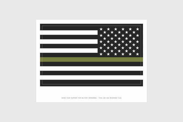 United States, USA Thin Drab Green Line Opposing Direction Flag Stickers
