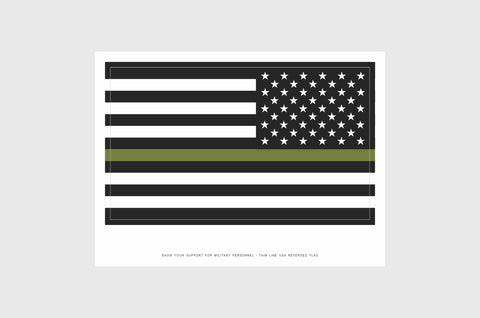 USA Drab Green Line Opposing and Reverse, Left And Right Side Flag Stickers, Weatherproof USA Flag Stickers