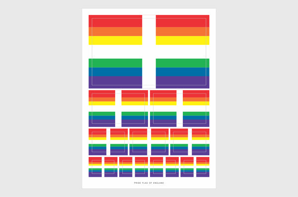 England LGBTQ Pride Flag Sticker, Weatherproof Vinyl English Flag Stickers
