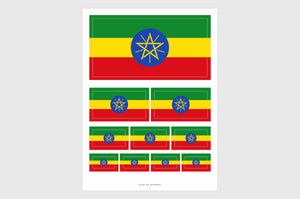 Ethiopia Flag Sticker, Weatherproof Vinyl Ethiopian Flag Stickers