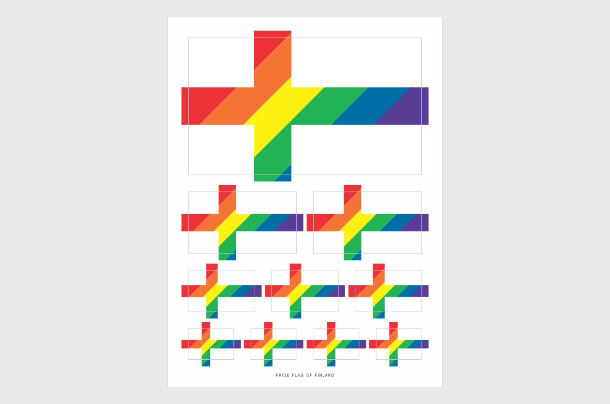 Finland LGBT Gay Pride Flag Sticker, Weatherproof Vinyl Finnish LGBT Flag Stickers