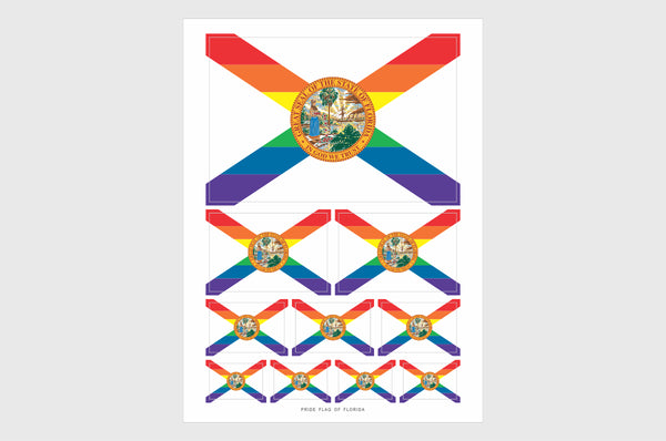 Florida LGBTQ Pride Flag Sticker, Weatherproof Flag Stickers
