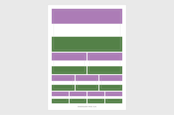 Genderqueer Flag Sticker, Weatherproof Vinyl Gender Queer Flag Stickers