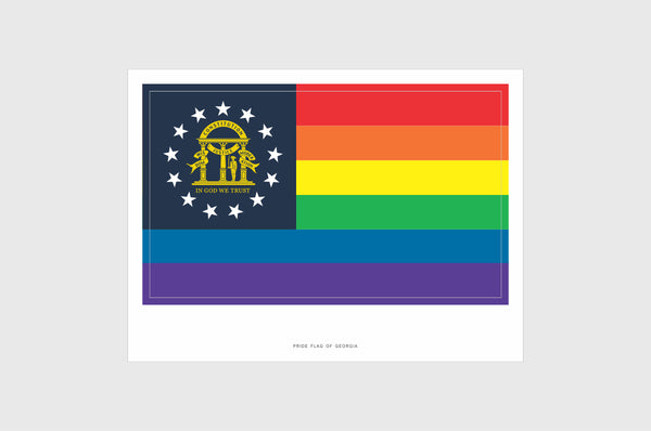 Georgia LGBTQ Pride Flag Sticker, Weatherproof Vinyl Georgia Flag Stickers