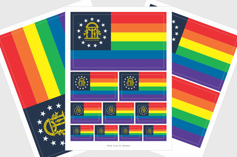 Georgia LGBTQ Pride Flag Sticker, Weatherproof Vinyl Georgia Flag Stickers