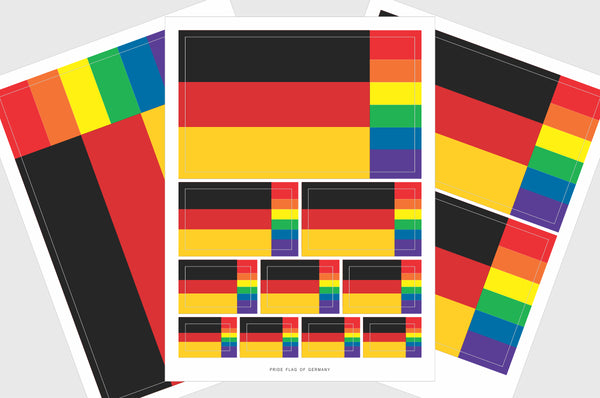 Germany LGBTQ Pride Flag Sticker, Weatherproof Vinyl German Flag Stickers