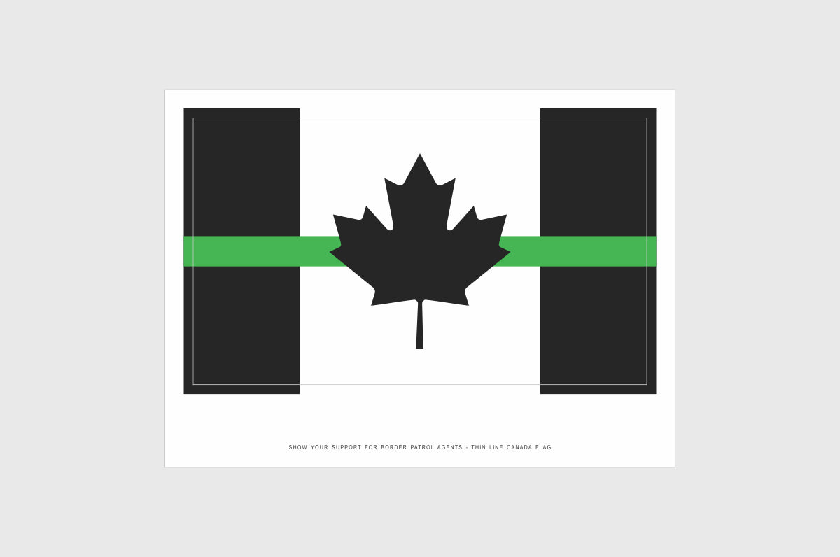 Canadian Green Line Flag Sticker, Weatherproof Vinyl Canada Flag Stickers