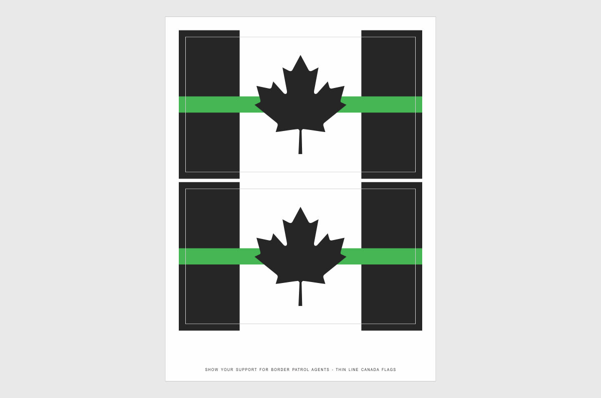 Canada Thin Green Line Border Services Flag Stickers