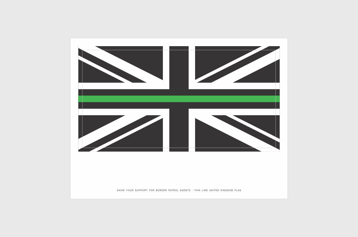 UK Green Line Flag Sticker, Weatherproof Vinyl Flag Stickers