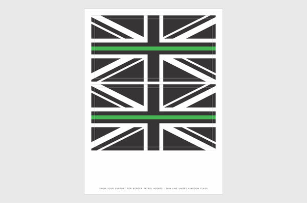 UK Green Line Flag Sticker, Weatherproof Vinyl Flag Stickers