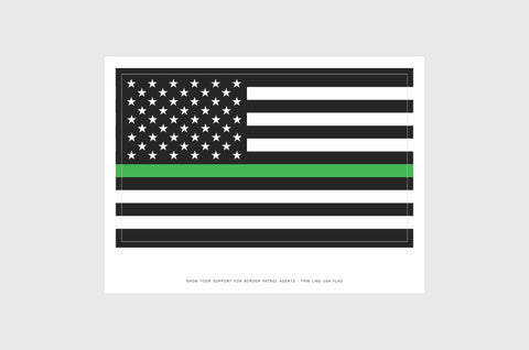 USA Green Line Flag Stickers, Weatherproof USA Flag Stickers
