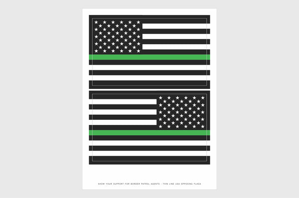 USA Green Line Opposing and Reverse, Left And Right Side Flag Stickers, Weatherproof USA Flag Stickers