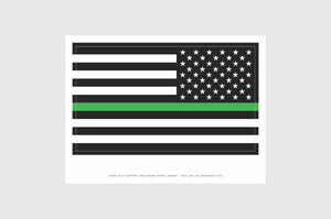 United States, USA Thin Green Line Opposing Direction Flag Stickers