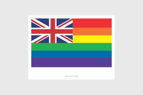 Hawaii LGBTQ Pride Flag Sticker, Weatherproof Vinyl Hawaiian Pride Flag Stickers