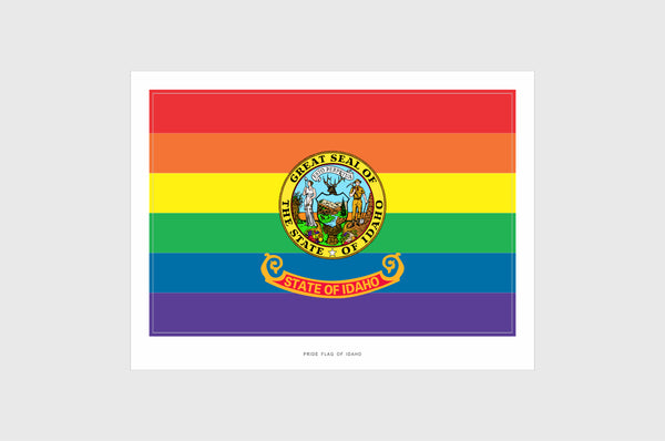Idaho LGBTQ Pride Flag Sticker, Weatherproof Vinyl Idaho Flag Stickers