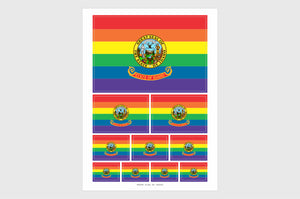 Idaho LGBTQ Pride Flag Sticker, Weatherproof Vinyl Idaho Flag Stickers