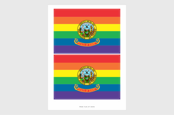 Idaho LGBTQ Pride Flag Sticker, Weatherproof Vinyl Idaho Flag Stickers
