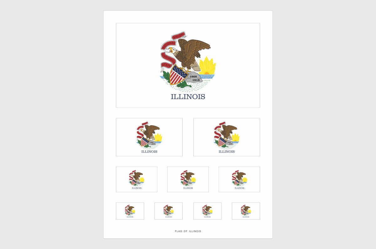 Illinois Flag Sticker, Weatherproof Vinyl Illinois Flag Stickers