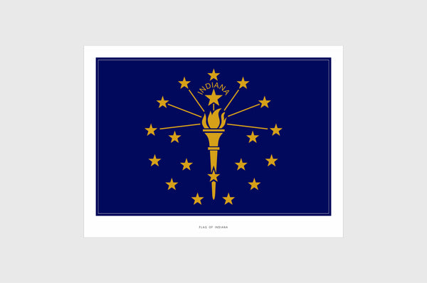 Indiana Flag Sticker, Weatherproof Vinyl Indiana Flag Stickers