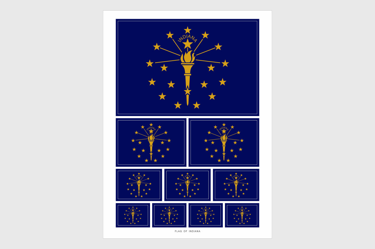 Indiana Flag Sticker, Weatherproof Vinyl Indiana Flag Stickers