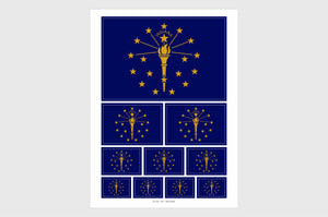 Indiana Flag Sticker, Weatherproof Vinyl Indiana Flag Stickers
