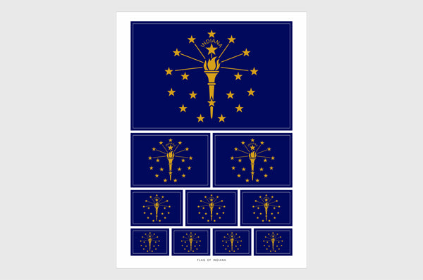 Indiana Flag Sticker, Weatherproof Vinyl Indiana Flag Stickers
